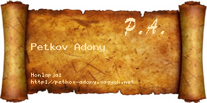 Petkov Adony névjegykártya